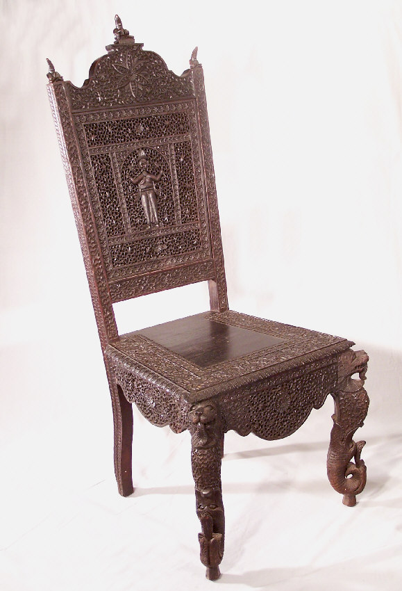7798 Anglo Indian Bombay hand carved rosewood desk chair c1860 For Sale | 0 | Classifieds