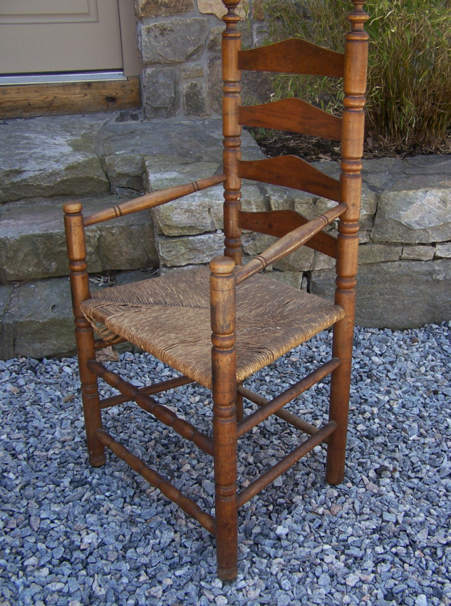 9159 Vintage Set Of Six Wallace Nutting Pilgrim Style Ladder Back