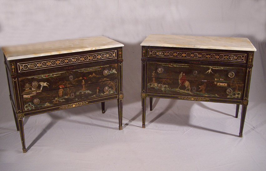 8332 Pair Of French 19th Century Chinoiserie Dresser With Marble