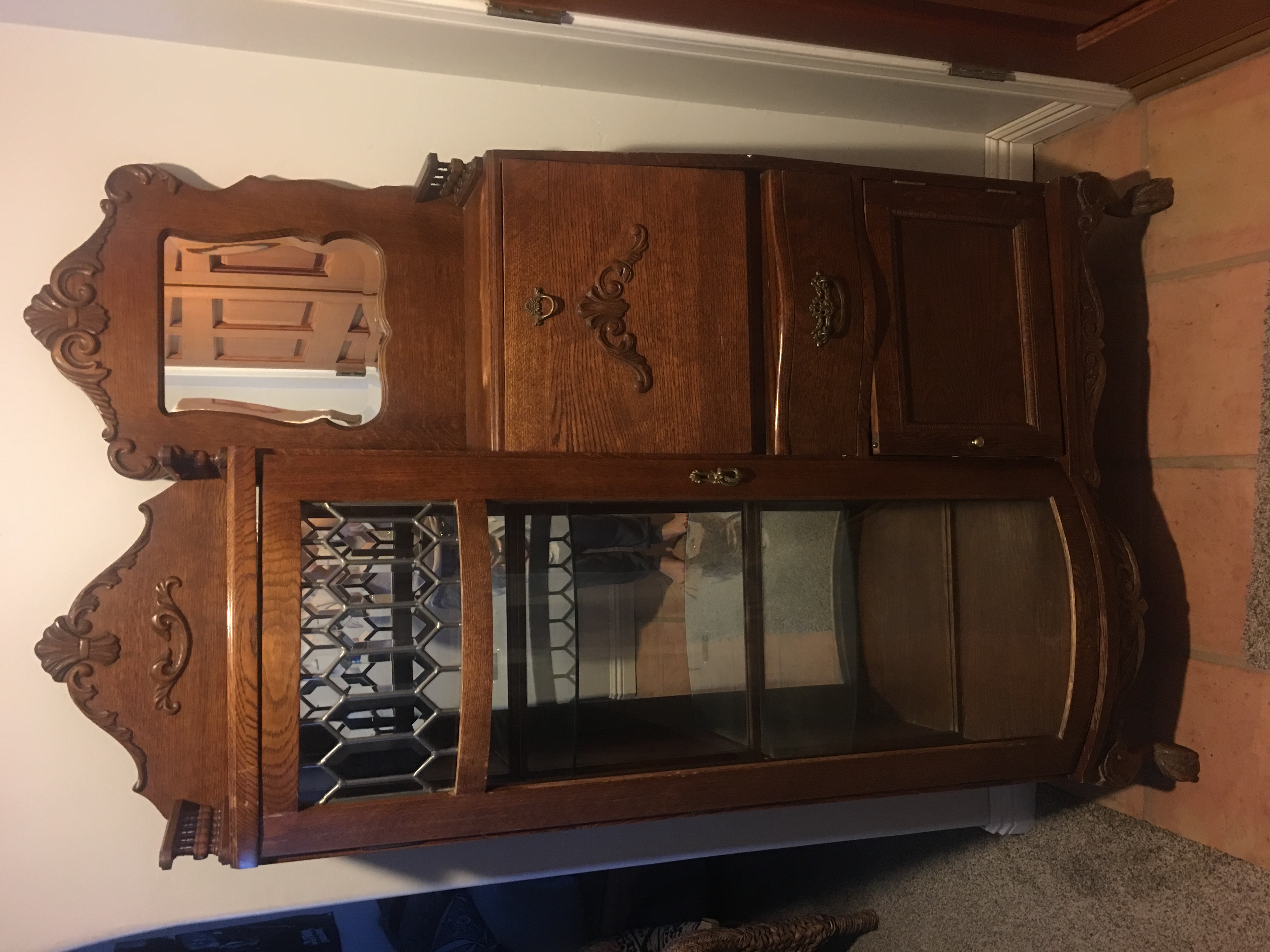 Early 1900s Secretary Deal With Side Bookcase For Sale Antiques
