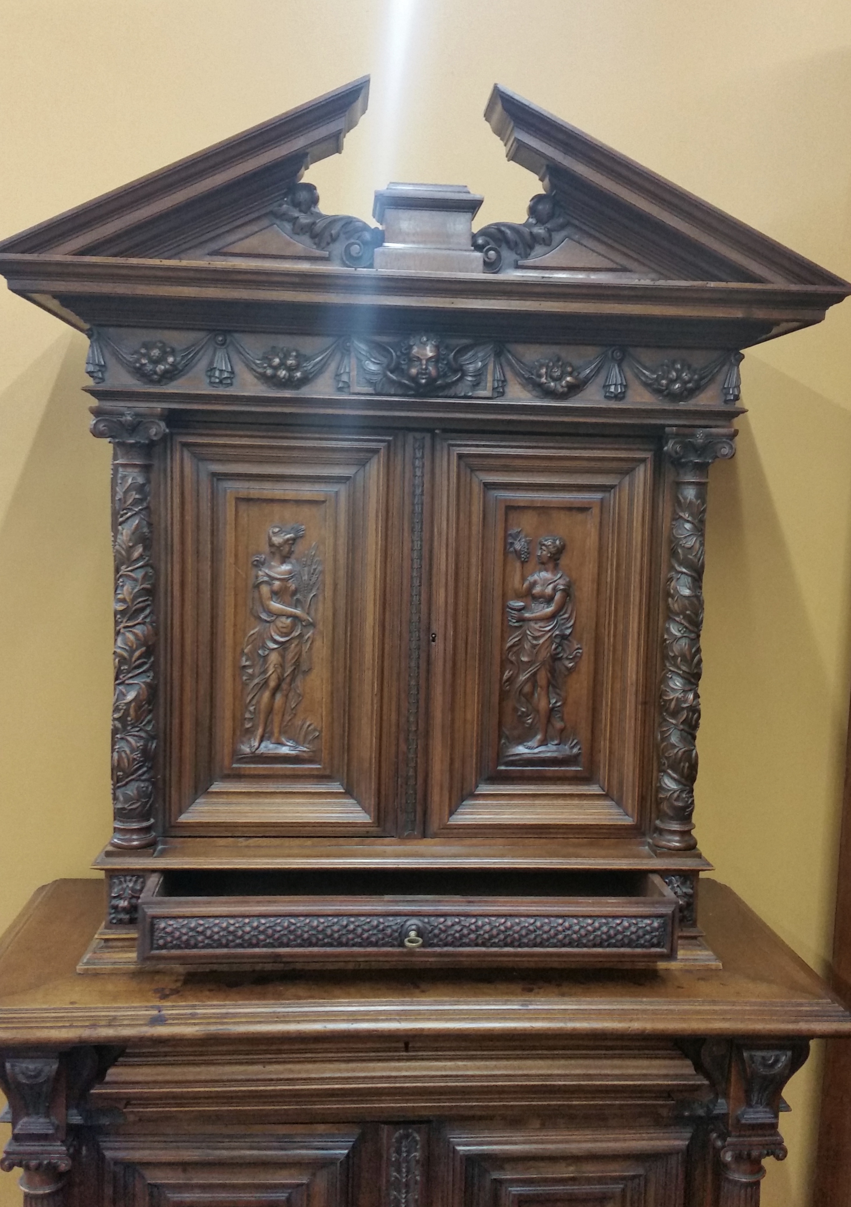 Gothic Two Piece French Oak Cabinet For Sale Antiques Com