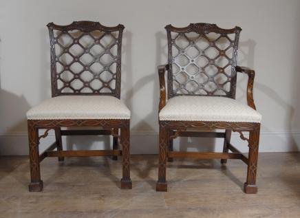 10 Mahogany Gothic Chippendale Dining Chairs Diners For Sale