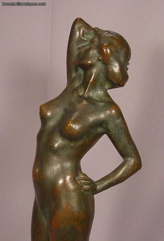Antique Nude bronze lady sculpture