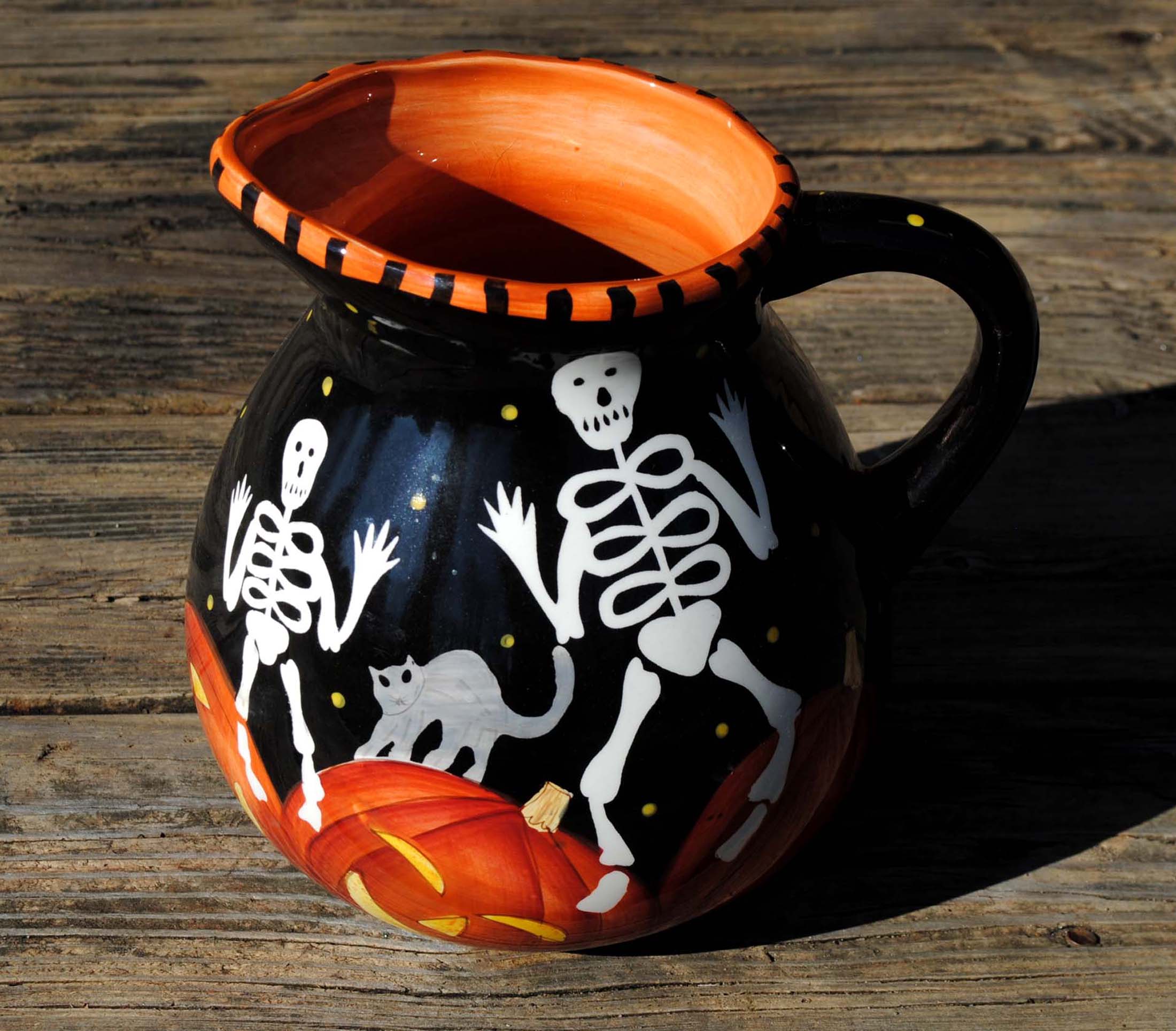 LARGE COLORFUL HALLOWEEN CERAMIC PITCHER! #CR443 For Sale | Antiques