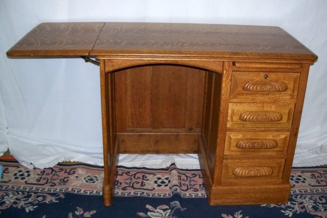 Solid Oak Childs Desk With Drop Leaf Dated 1896 For Sale