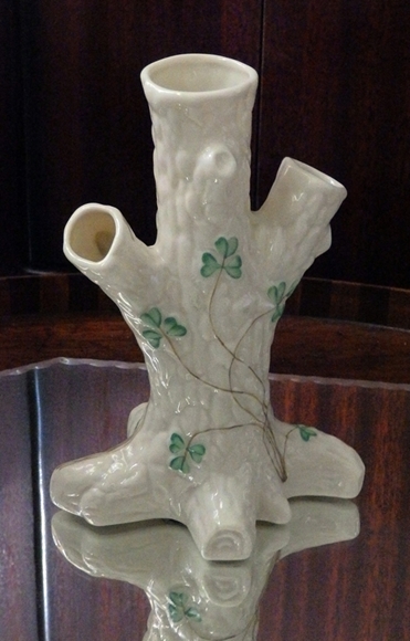 Vintage Ceramics : A Irish Belleek novelty Vase modeled as a tree trunk - Shamrocks For Sale ...