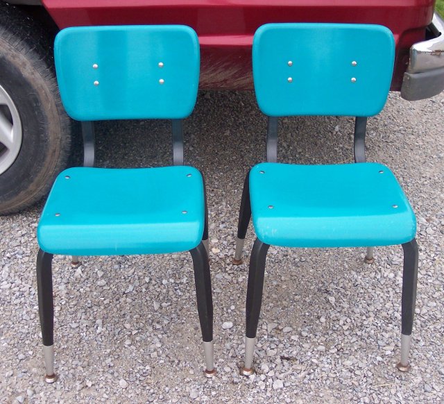 Pair of Turquoise Retro Desk Chairs/Sidechairs For Sale | Antiques ...
