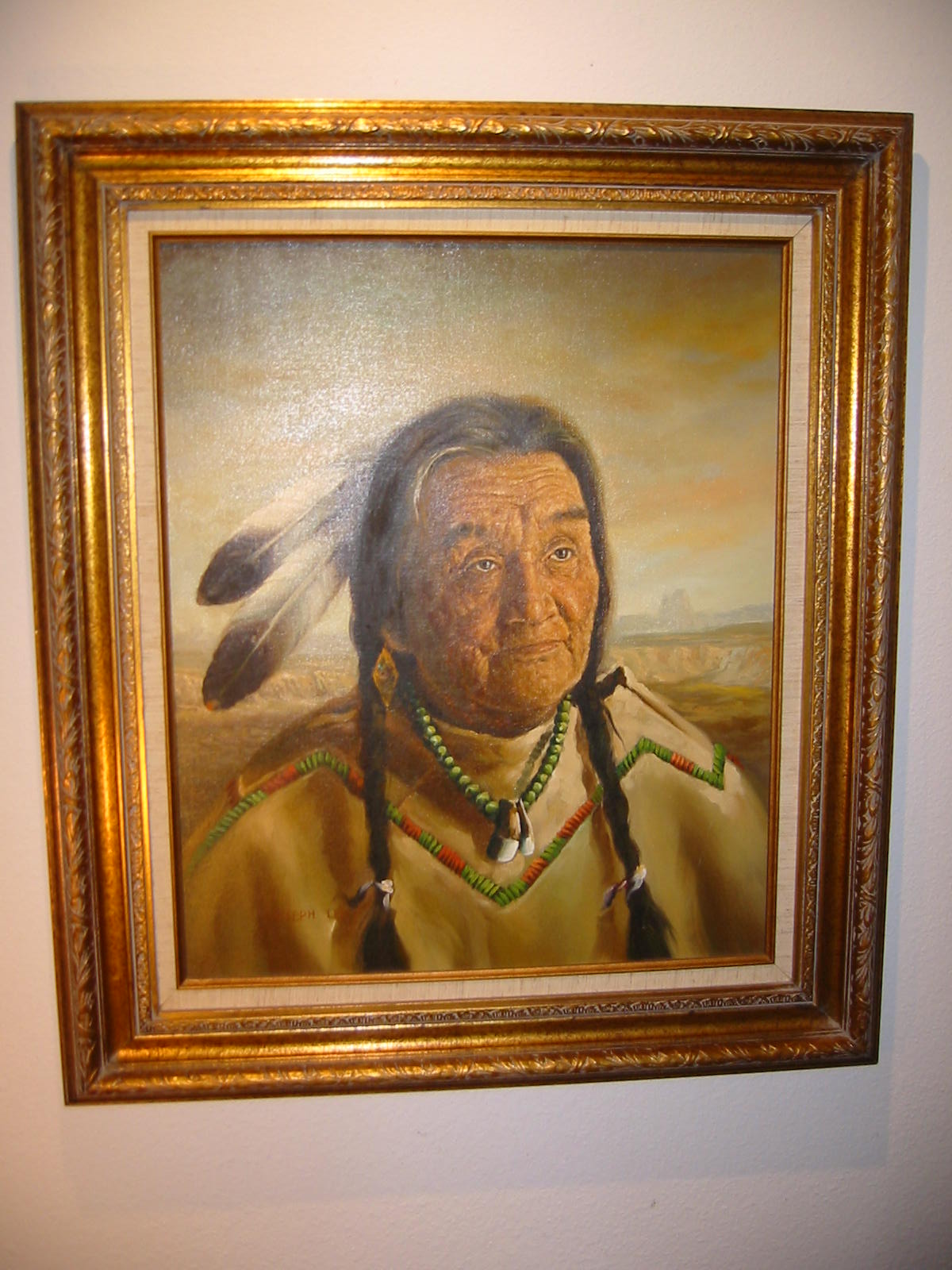 Joseph Lee Native Indian Portrait Oil on Canvas For Sale Classifieds