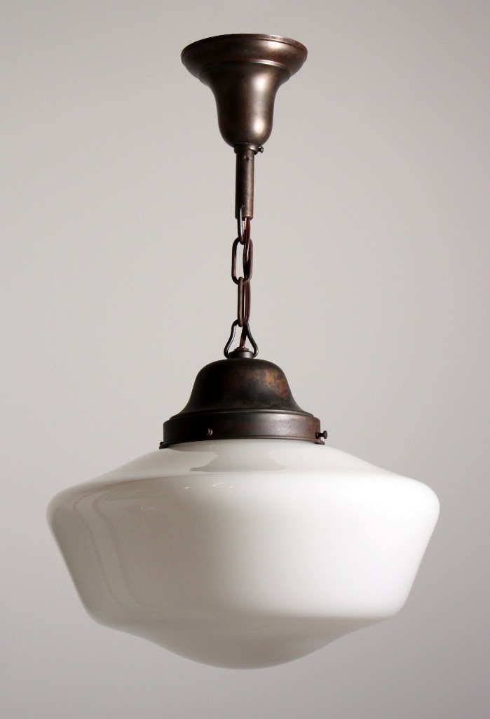 Antique Industrial Schoolhouse Light with Glass Globe, c. 1930â€™s