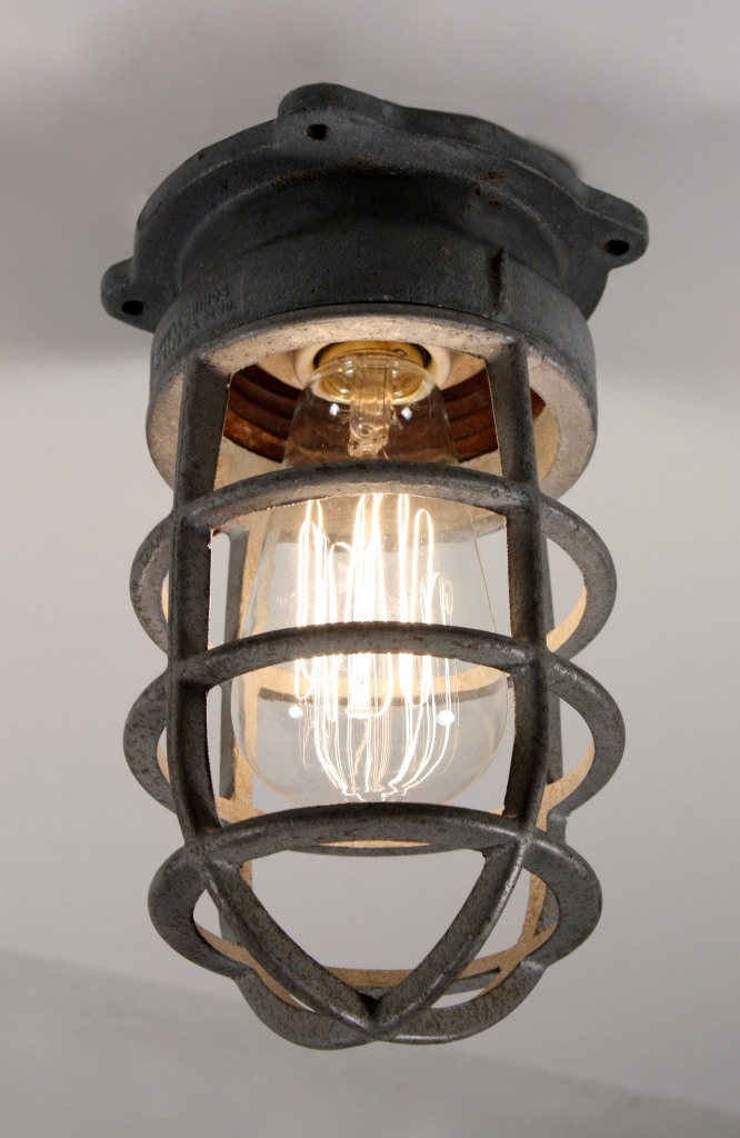 Antique Industrial Cage Light Fixture for Wall or Ceiling