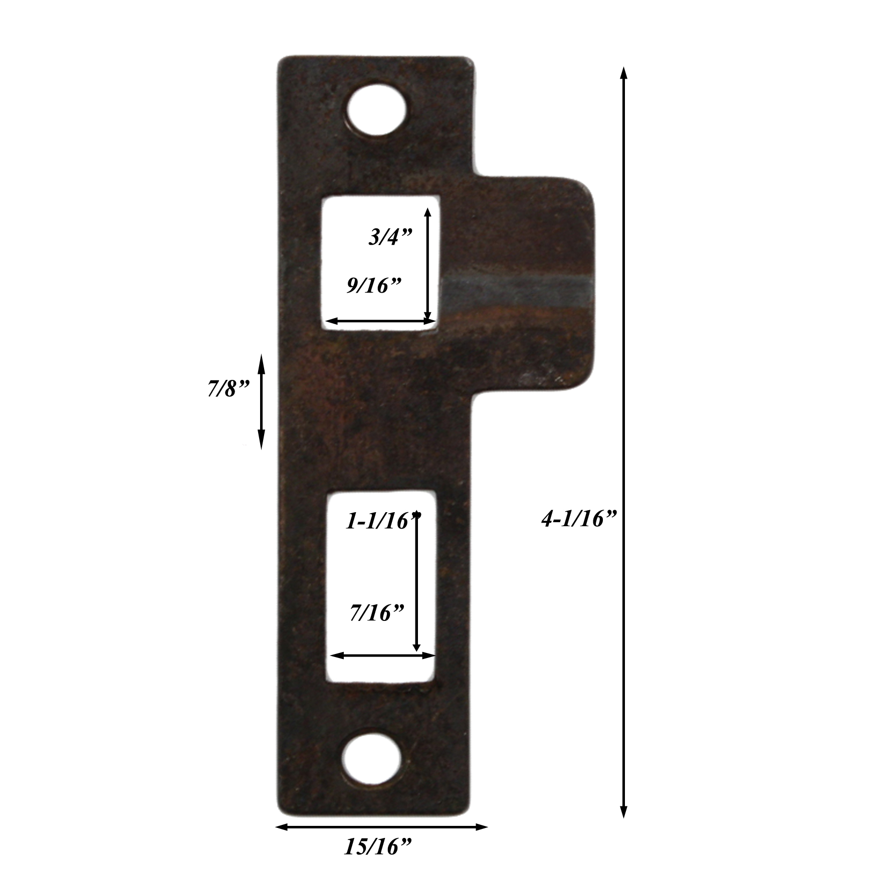 NSTP52 7/32” Spacing Antique Strike Plates for Mortise Locks 