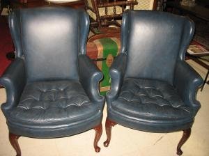 Leather Chairs on Hello   399 For The Pair These Are Genuine Blue Leather Chairs