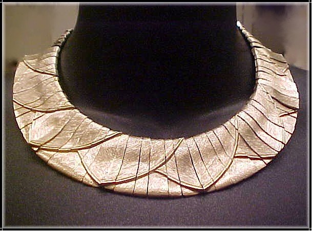 Wide silver link bib collar necklace For Sale | Antiques.com | Classifieds