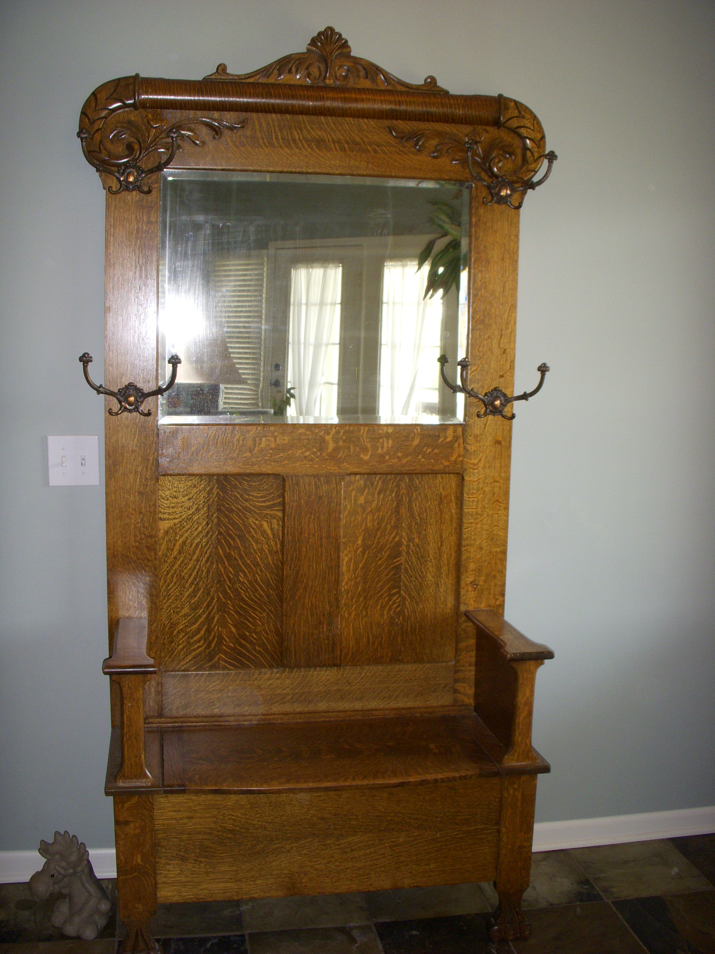 Hall Tree With Storage Bench Antique Images Of Galleryweb Co