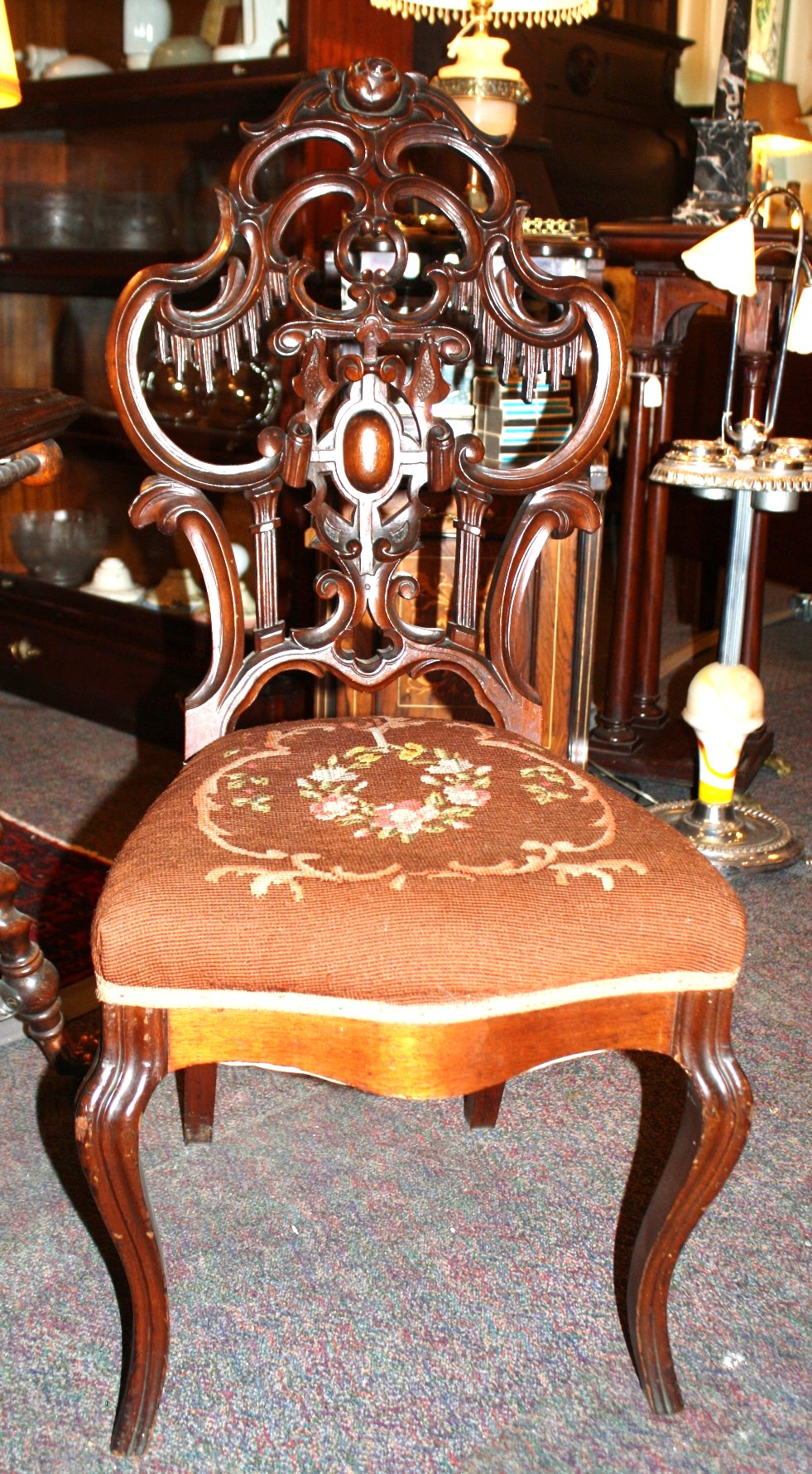 Victorian Walnut Needlepoint Side Chair For Sale Antiques Com