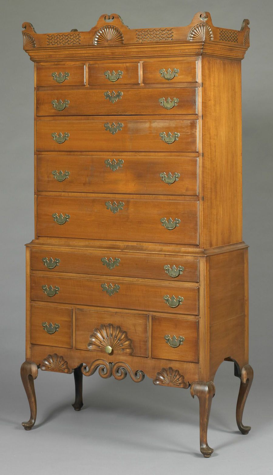 Fine 18th C American New Hampshire Queen Anne Maple Highboy, Dunlap ...