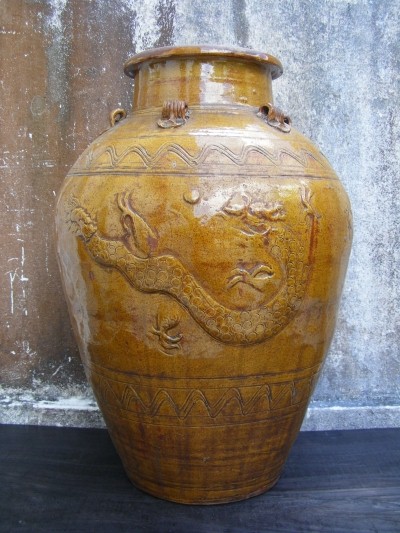 Antiques On Antique Old Dragon Naga Jar Pot Porcelain 1900 For Sale