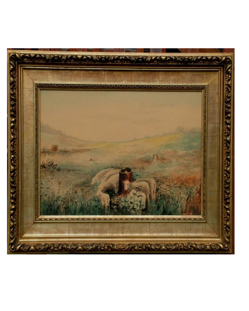 antique 19c sheep in the