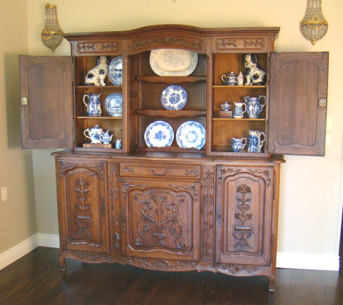 antique country french buffet server hutch carved oak for sale