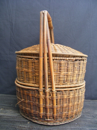 Old Chinese WEDDING BASKET Woven From Rattan Asia Asian For Sale