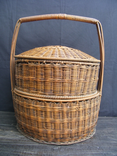 Old Chinese WEDDING BASKET Woven From Rattan Asia Asian For Sale