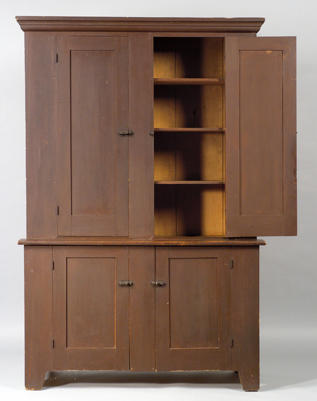 Rare Mid 19th C Shaker Watervliet N Y Tall Step Back Cupboard