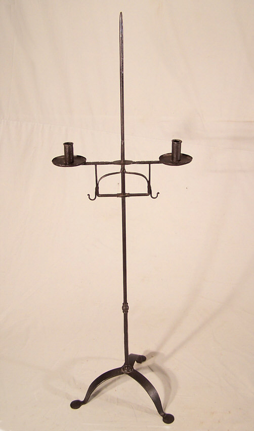 8396 Early 19thc New England wrought iron torchiere candle stand For ...