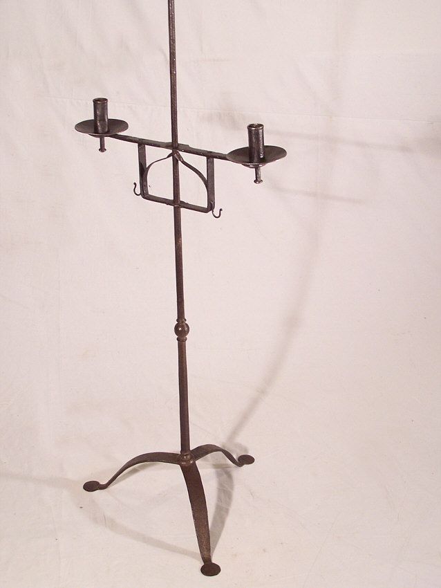 8394 Early 19thc New England wrought iron torchiere candle stand For ...