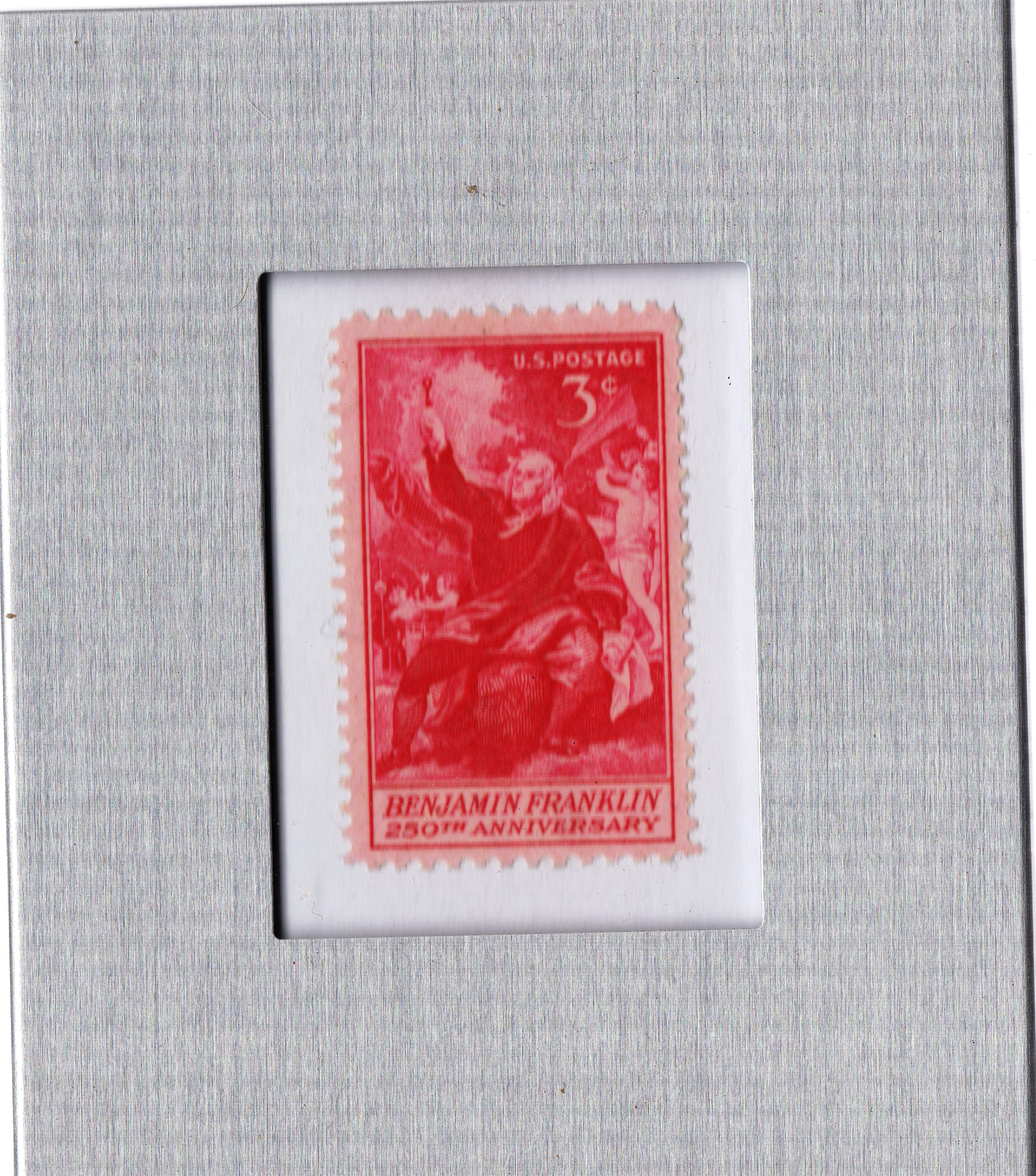 Mini-Framed US Postage Stamp (Mint) 3c Commemorative Benjamin Franklin ...