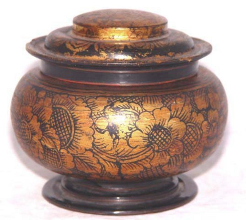 Burmese Gold Leaf Lacquered Food Container For Sale ...