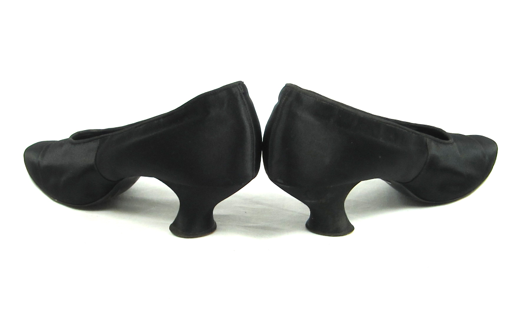 EDWARDIAN BLACK SATIN FORMAL SLIPPERS Louis heel For Sale | Antiques ...