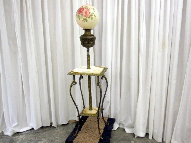 Antique Brass Piano Oil Kerosene Floor, Antique Piano Floor Lamps