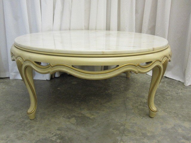 French Style Round Beligum Marble Top, Antique Round Marble Top Coffee Table