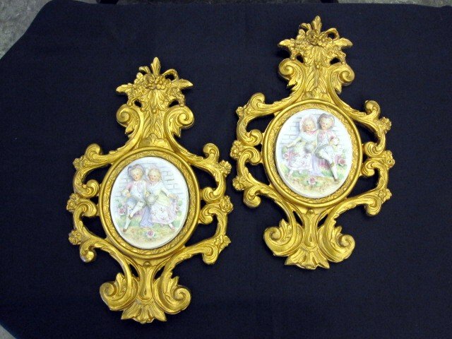 Pair Vintage Victorian Style Wall Decorative Plaques For Sale ...