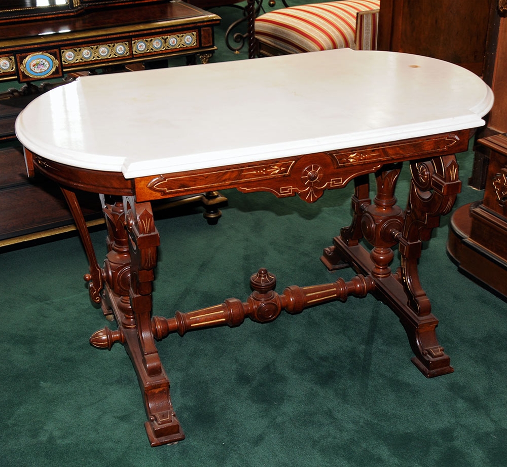 Pair of Antique Marble Top Accent Tables For Sale 