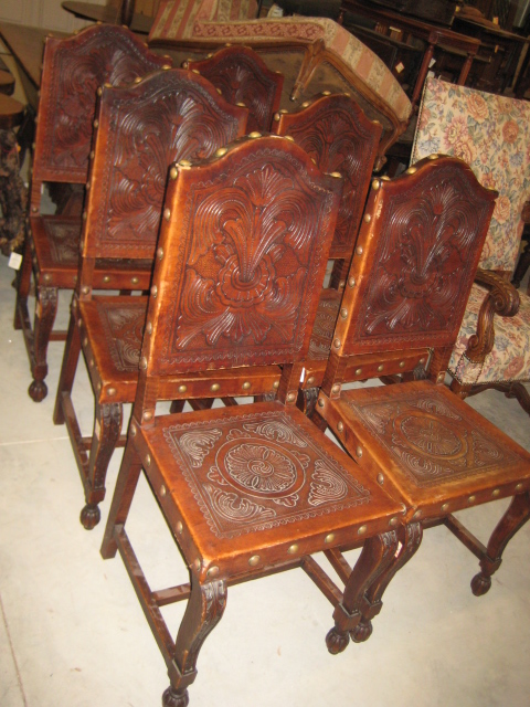Leather Dining Chairs, High Back Leather Chairs w Upholstered Seats