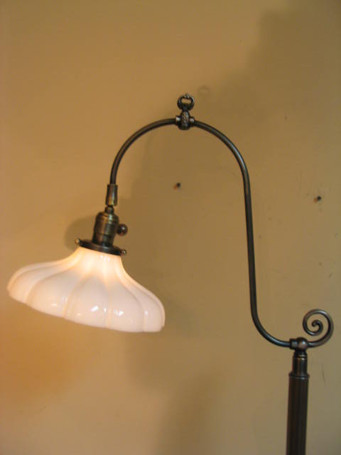 Vintage Bridge Arm Floor Lamp W Glass, Bridge Arm Floor Lamp