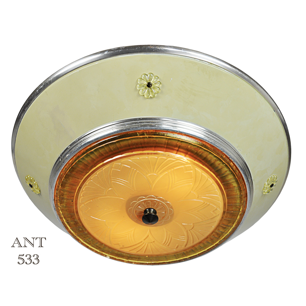 Streamlining Style Lighting Art Deco Streamline Style Semi Flush Mount Ceiling Bowl Light Fixture ...