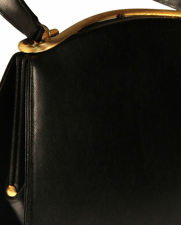 Bag by Dorian â€‹ in Rich Black Textured Leather For Sale | Antiques ...