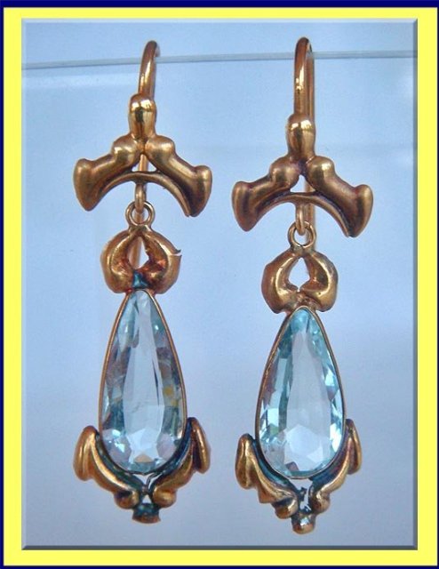 14k Yellow Gold Vintage-inspired Aquamarine And Diamond Earrings #103609 -  Seattle Bellevue | Joseph Jewelry