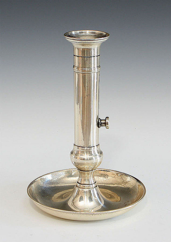 White Brass Candlestick With Pushup For Sale