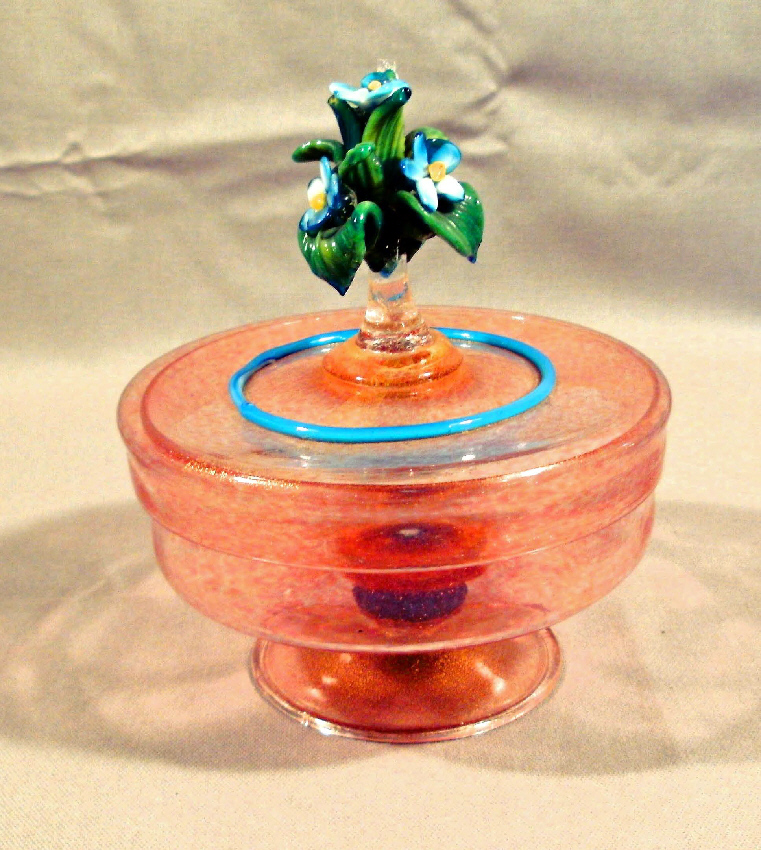 Pink colored Venetian glass covered compote : Item # 7535 For Sale ...