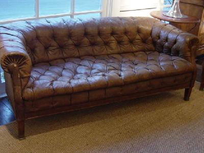 English Tufted Leather Sofa, Tufted Leather Couch Used