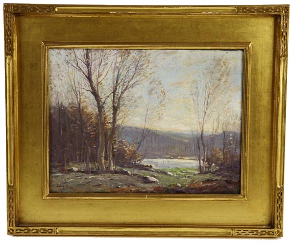 Early 20th C American Fall Landscape Oil Painting Titled Clearing In ...