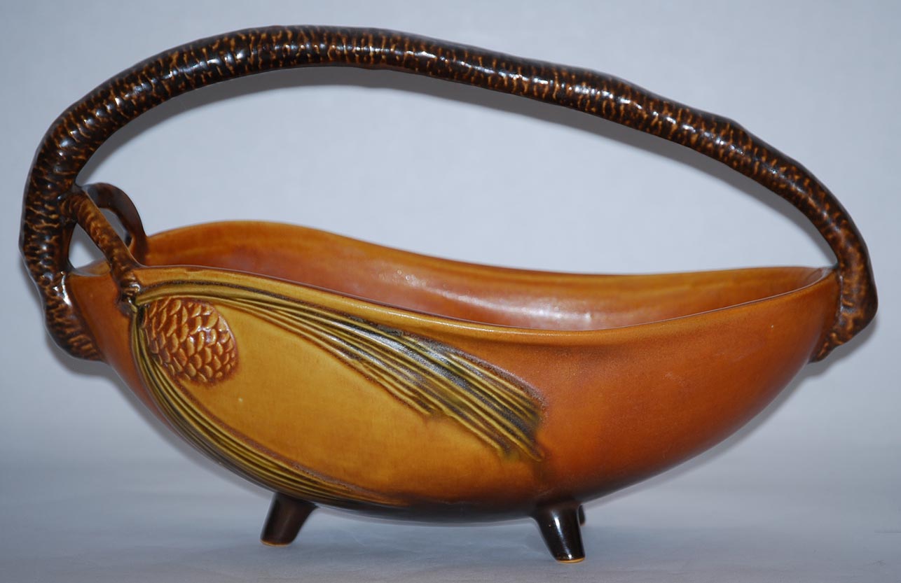 Roseville Pottery Pine Cone Brown Basket For Sale | Antiques.com ...